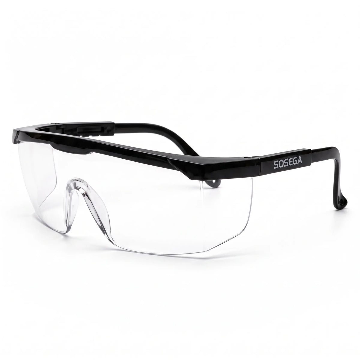 Anti-Scratch Safety Glasses, Clear Lens, Black Frame
