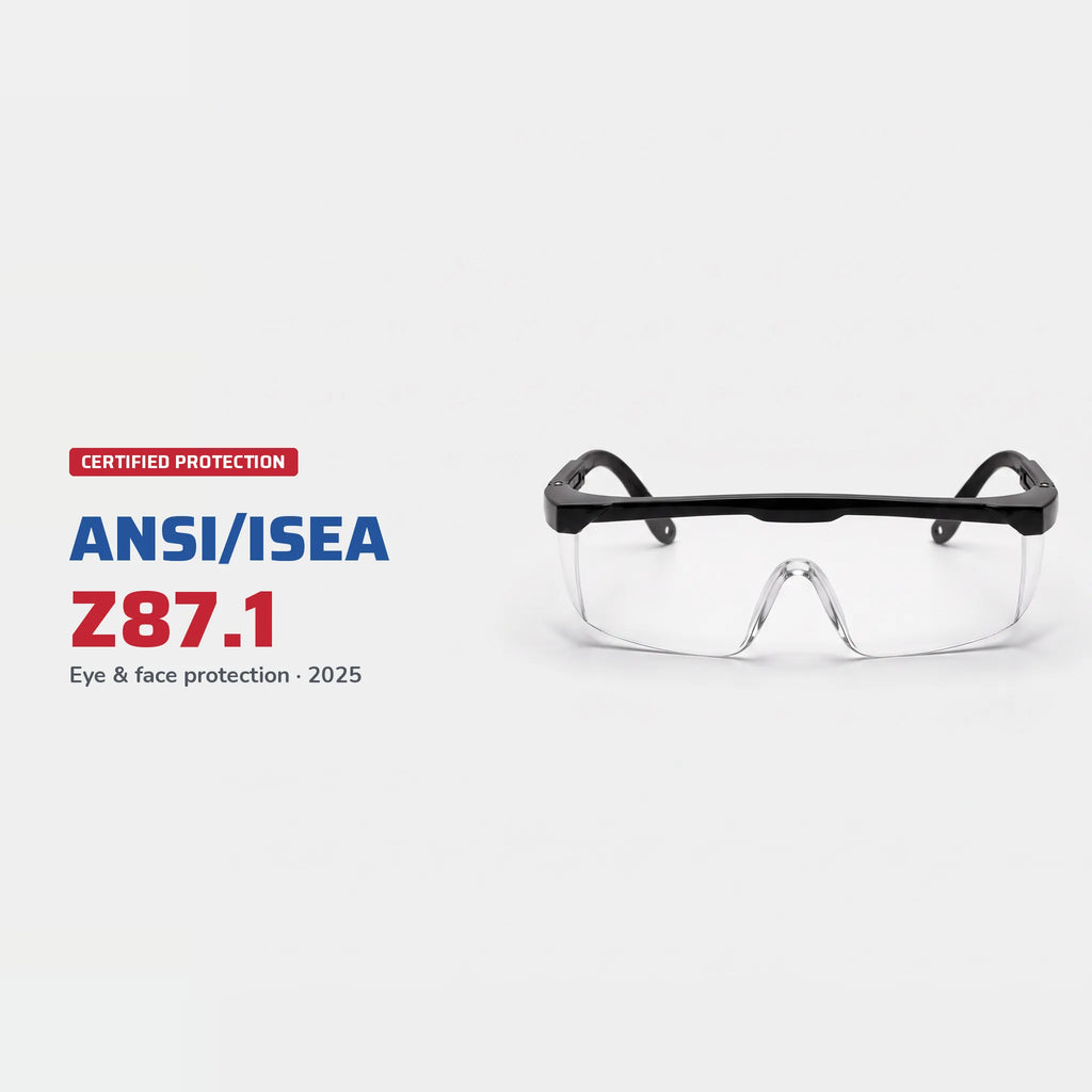 Anti-Scratch Safety Glasses, Clear Lens, Black Frame