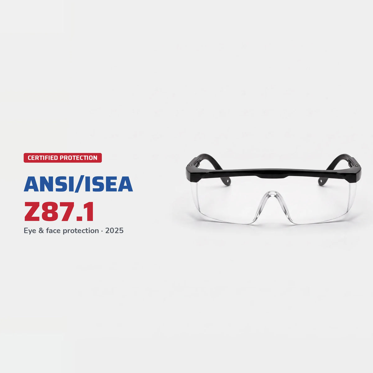 Anti-Scratch Safety Glasses, Clear Lens, Black Frame