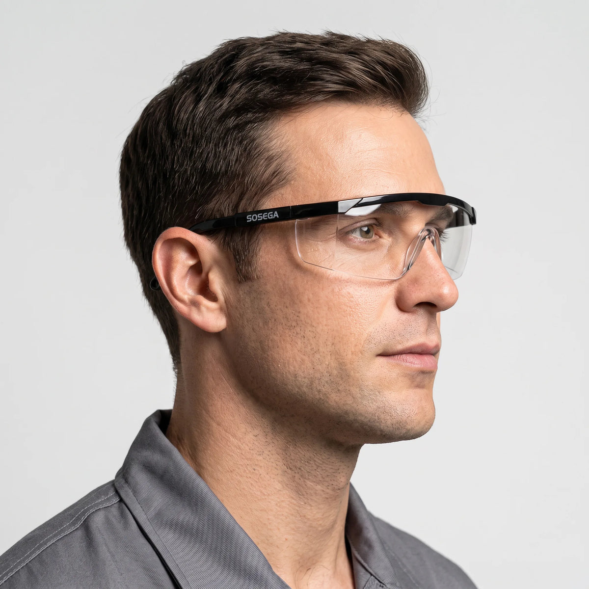 Anti-Scratch Safety Glasses, Clear Lens, Black Frame