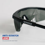 Anti-Scratch Safety Glasses, Grey Lens, Black Frame