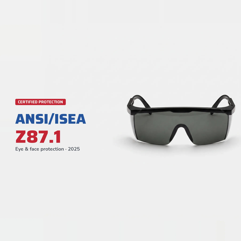 Anti-Scratch Safety Glasses, Grey Lens, Black Frame