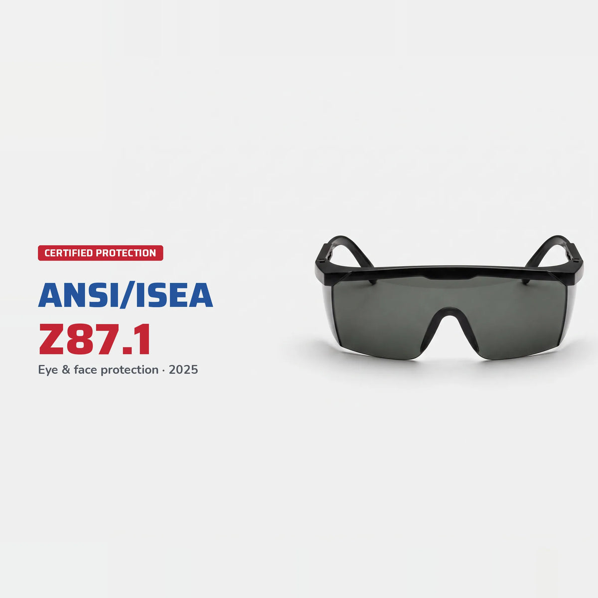 Anti-Scratch Safety Glasses, Grey Lens, Black Frame