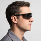 Anti-Scratch Safety Glasses, Grey Lens, Black Frame