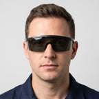 Anti-Scratch Safety Glasses, Grey Lens, Black Frame