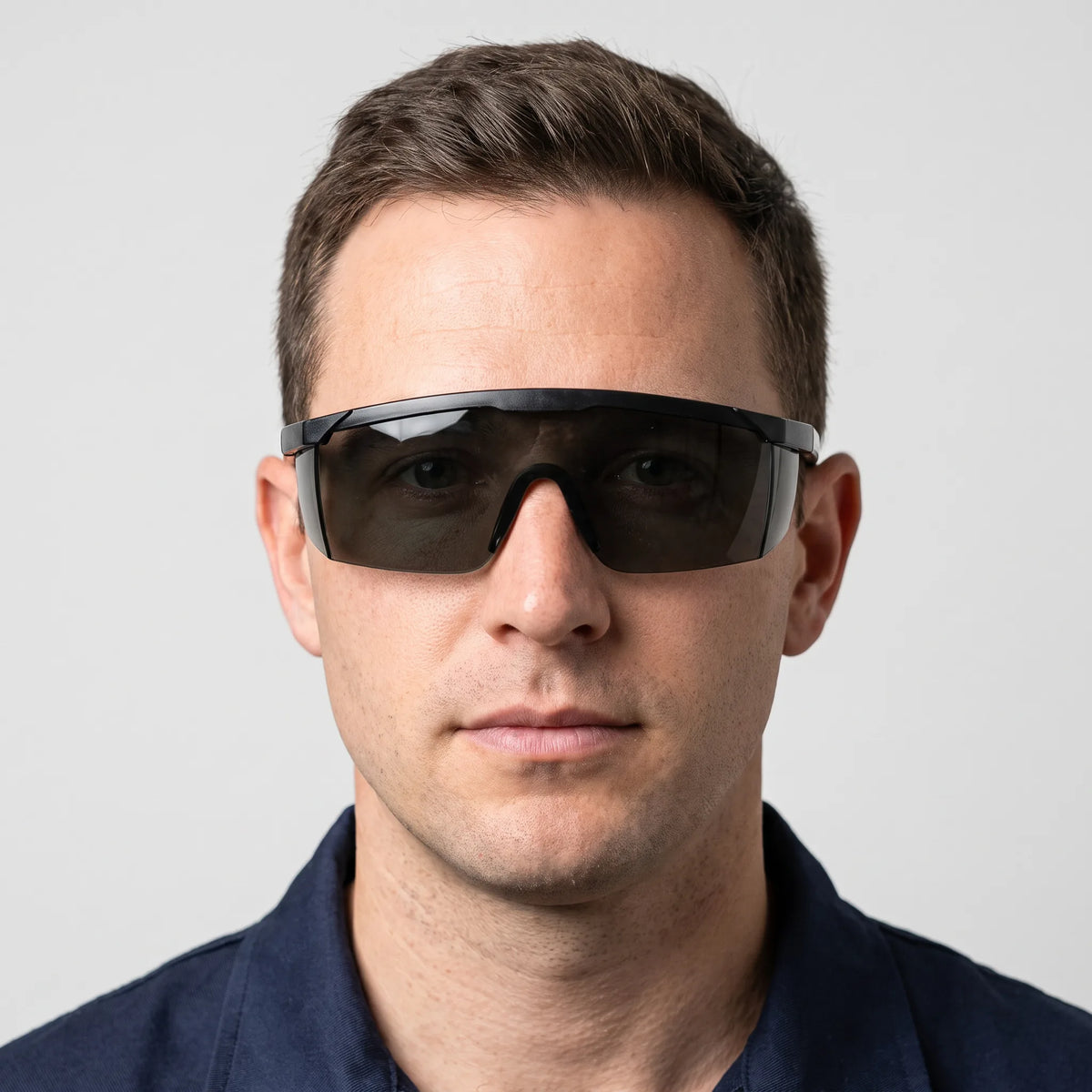 Anti-Scratch Safety Glasses, Grey Lens, Black Frame