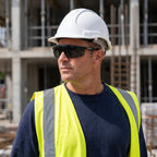 Anti-Scratch Safety Glasses, Grey Lens, Black Frame