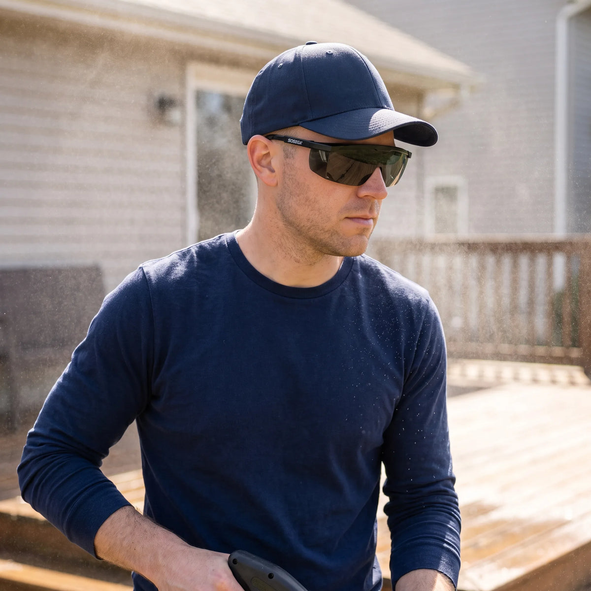 Anti-Scratch Safety Glasses, Grey Lens, Black Frame