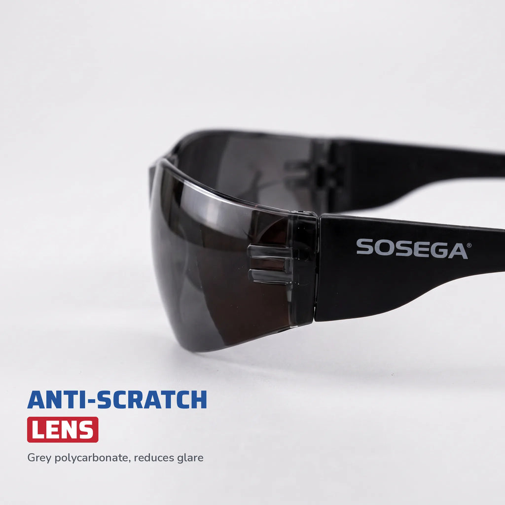 Anti-Scratch Safety Glasses, Grey Lens