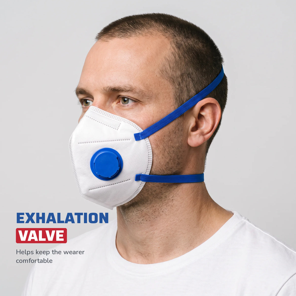 N95 Disposable Mask with Valve, White
