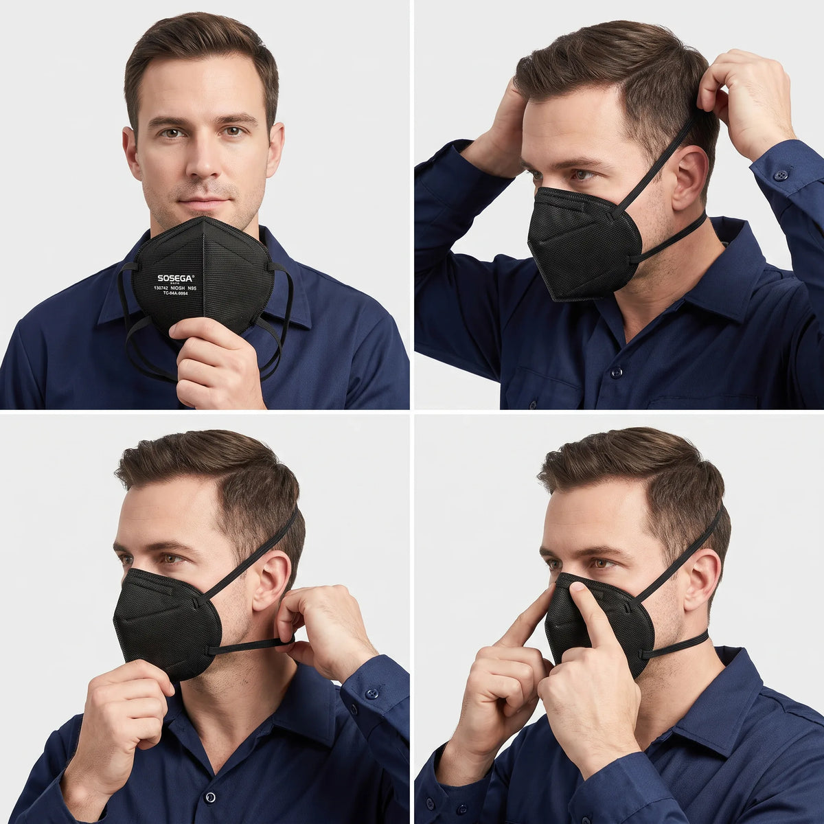 N95 Disposable Mask without Valve, Black
