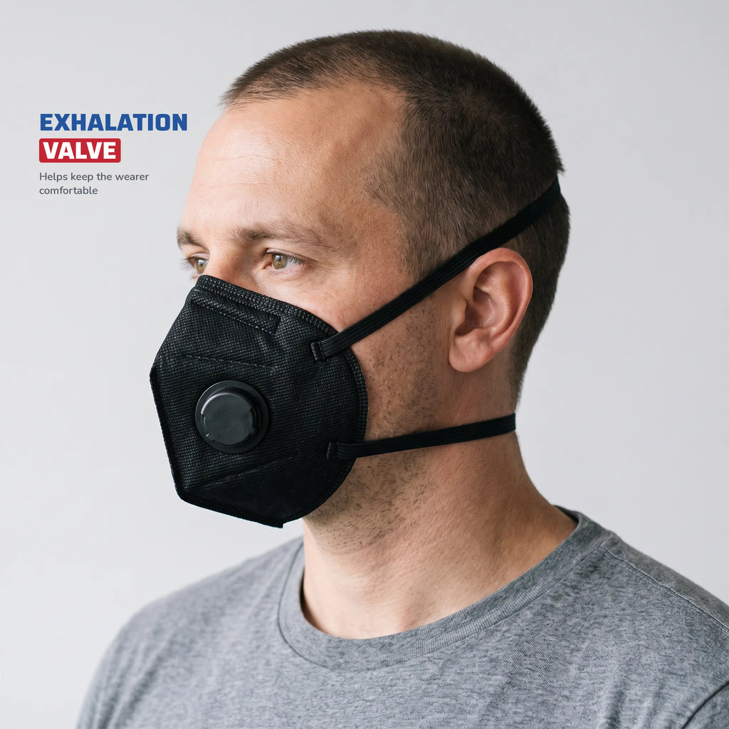 N95 Disposable Mask with Valve, Black