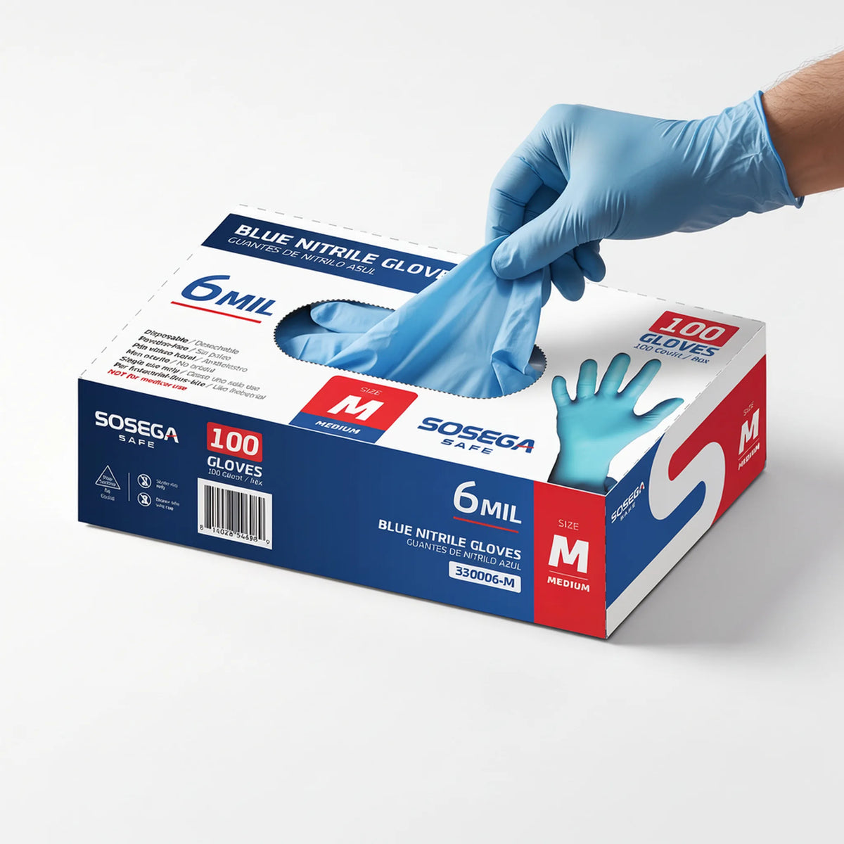 Powder-Free Nitrile Disposable Gloves, Blue, Industrial Use
