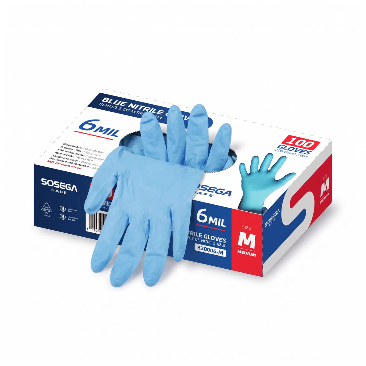 Powder-Free Nitrile Disposable Gloves, Blue, Industrial Use