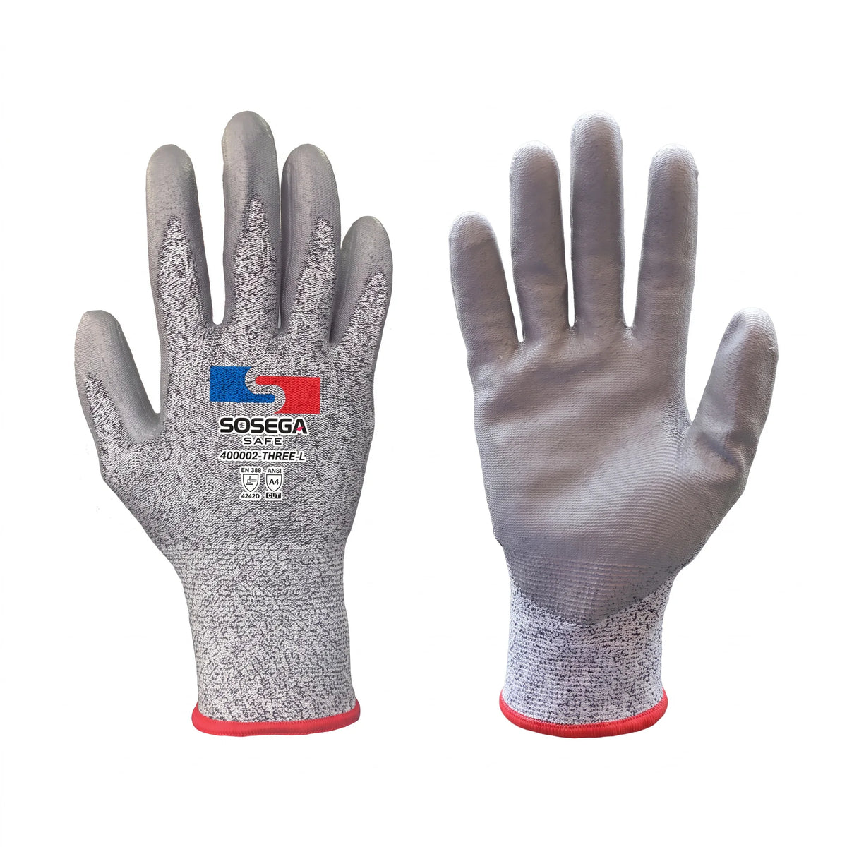 A4 Cut Resistant PU Coated Gloves, HPPE Shell