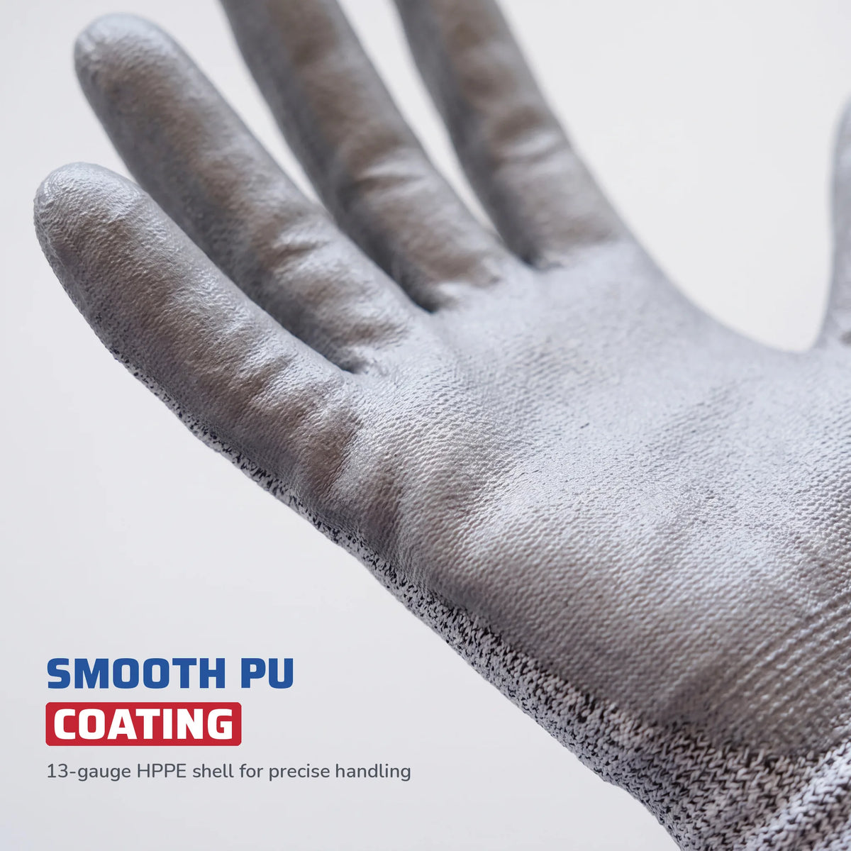 A4 Cut Resistant PU Coated Gloves, HPPE Shell