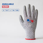 A4 Cut Resistant PU Coated Gloves, HPPE Shell