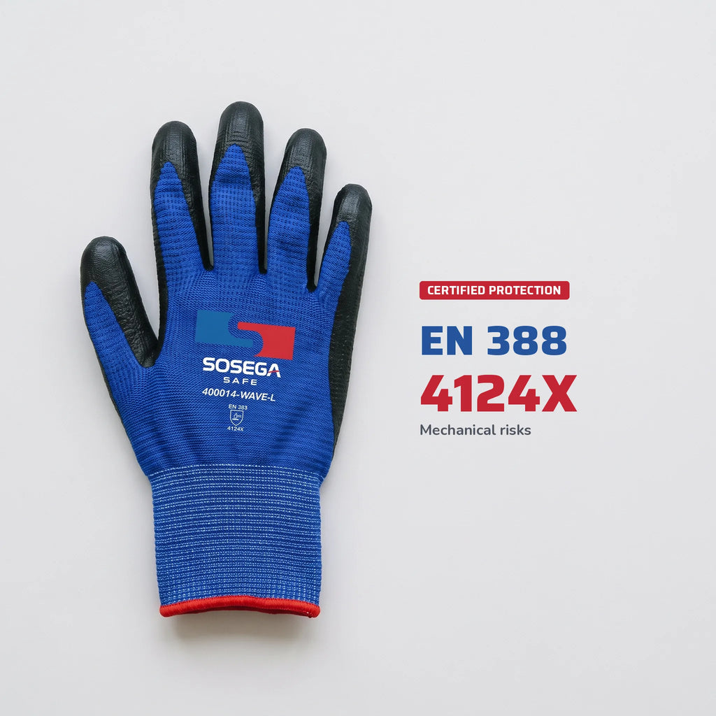 Wave-Pattern Nitrile Coated Gloves, Polyester Shell