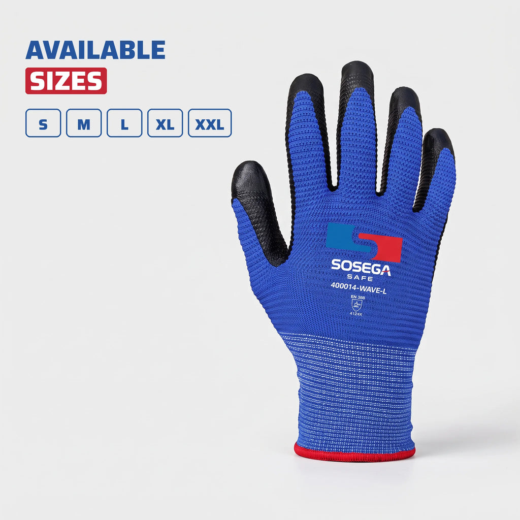 Wave-Pattern Nitrile Coated Gloves, Polyester Shell