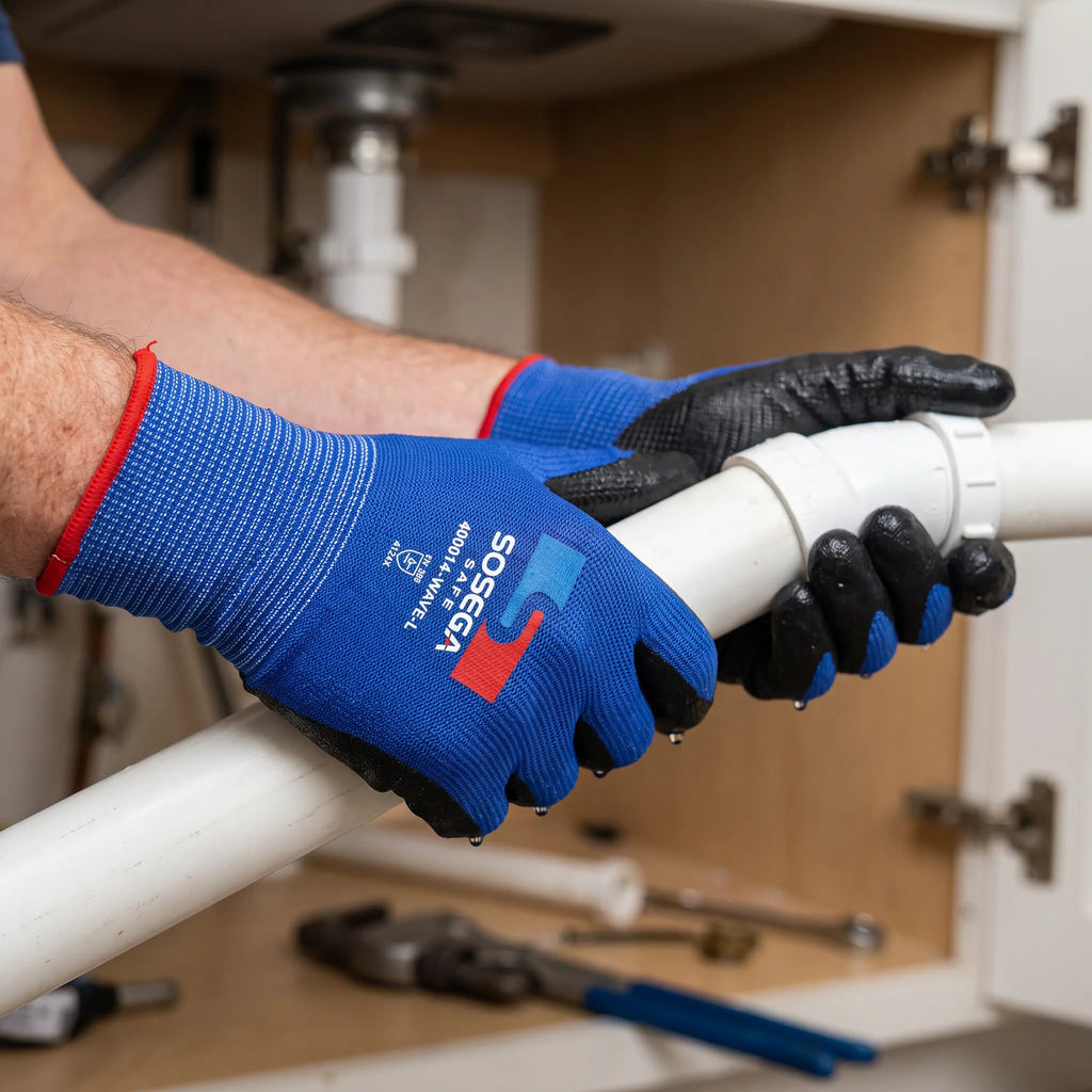 Wave-Pattern Nitrile Coated Gloves, Polyester Shell