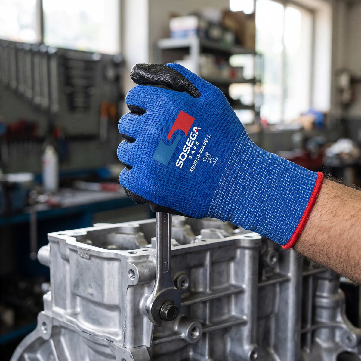 Wave-Pattern Nitrile Coated Gloves, Polyester Shell