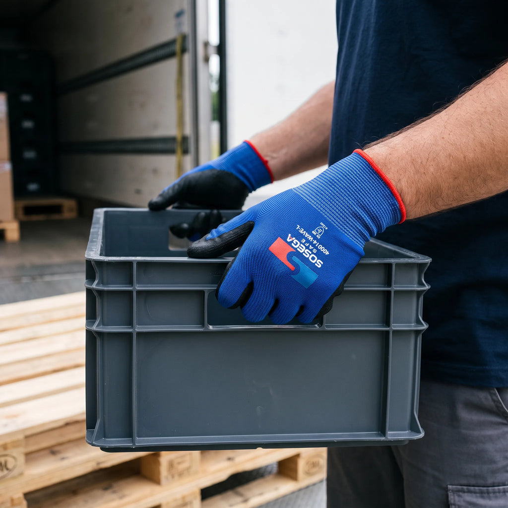 Wave-Pattern Nitrile Coated Gloves, Polyester Shell