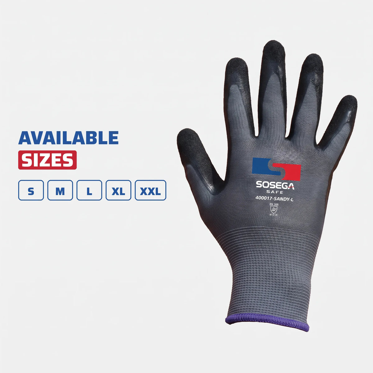 Sandy Nitrile Coated Gloves, Polyester Shell