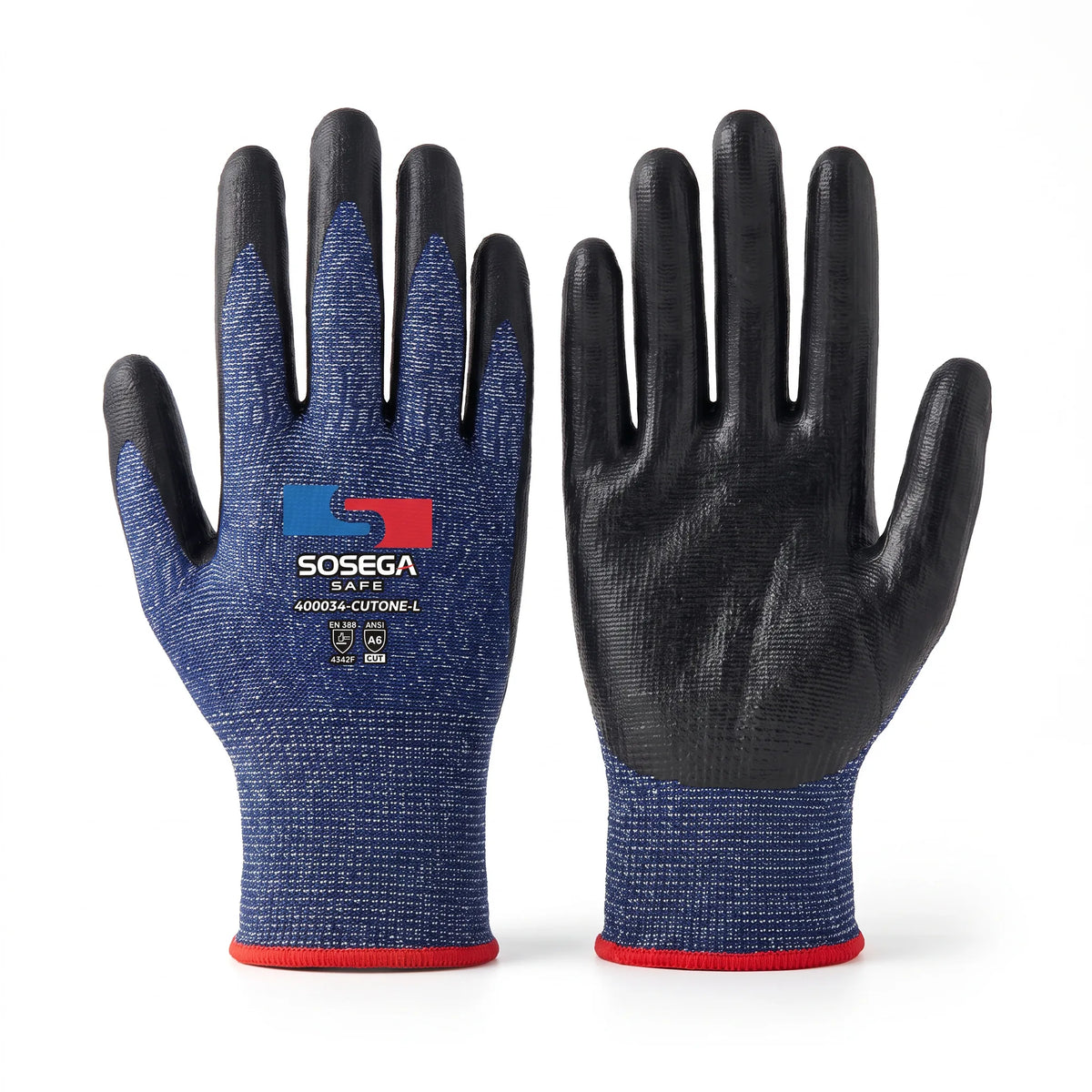 A6 Cut Resistant Nitrile Foam Coated Gloves, HPPE Shell